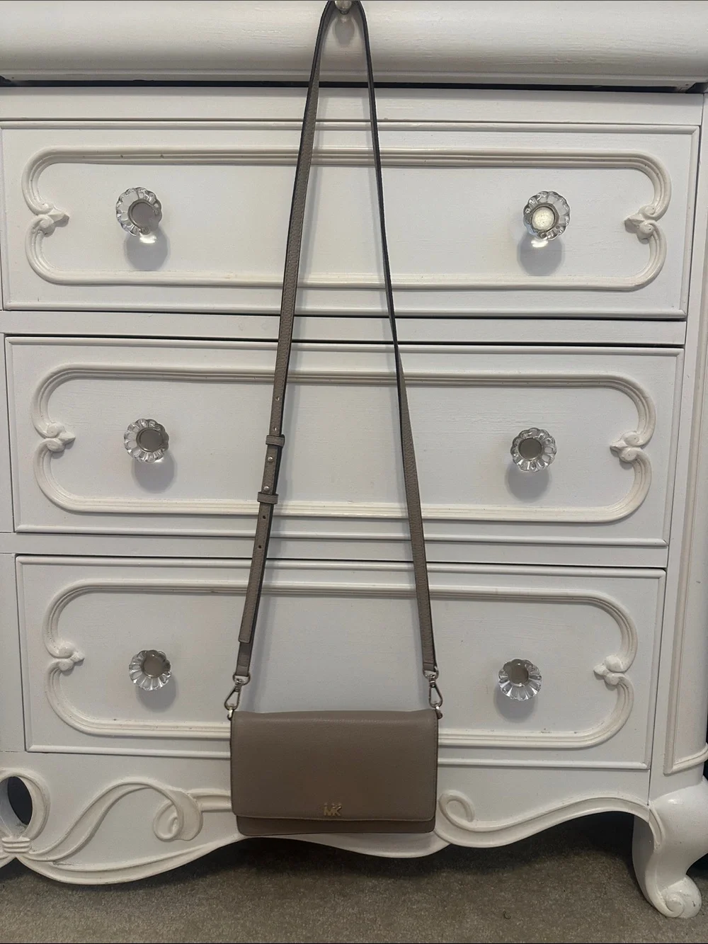 Michael Kors Taupe Leather Crossbody Bag